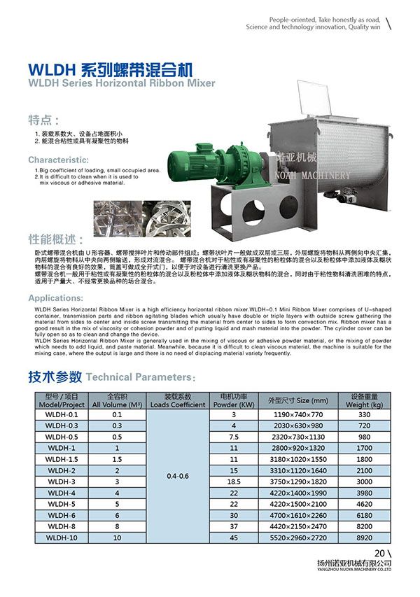 WLDH Series Horizontal Ribbon Mixer