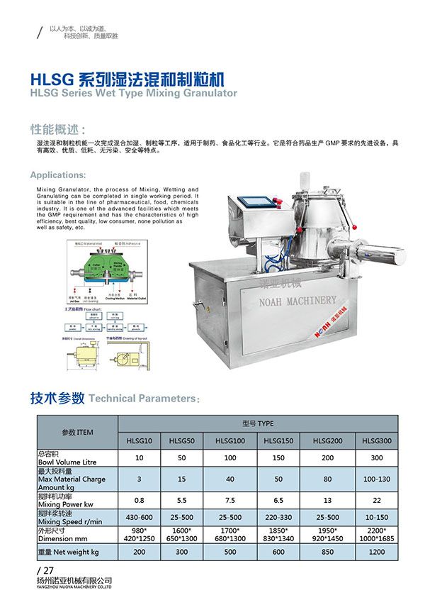 HLSG Series High Speed Wet Mixing Granulator