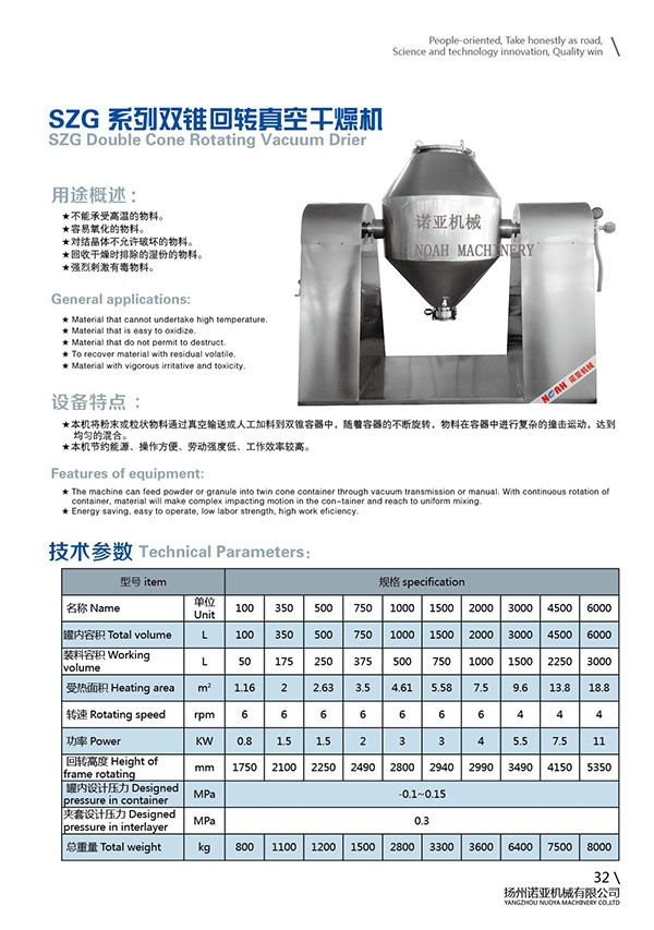 SZG Series Double Cone Rotary Vacuum Dryer