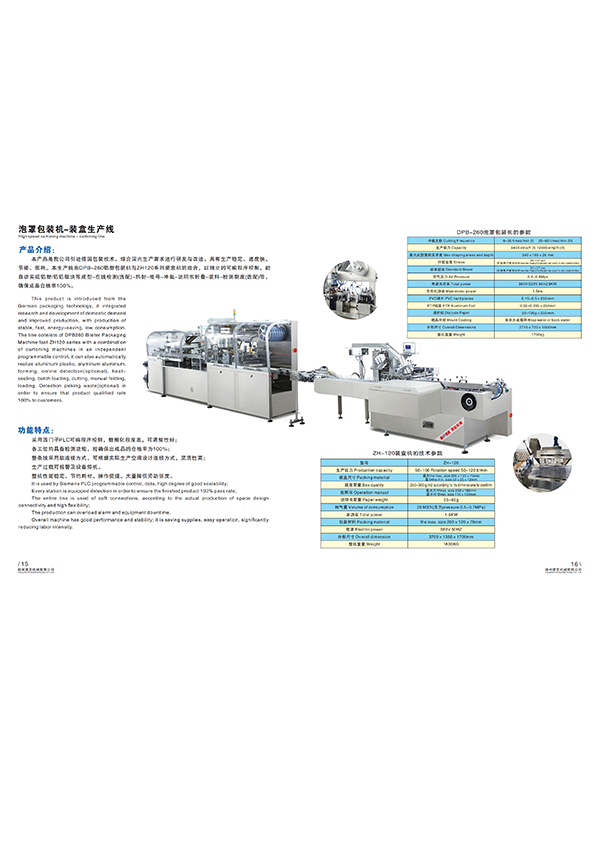 DPH260+ZH220 Automatic Blister Cartoning Machine Line